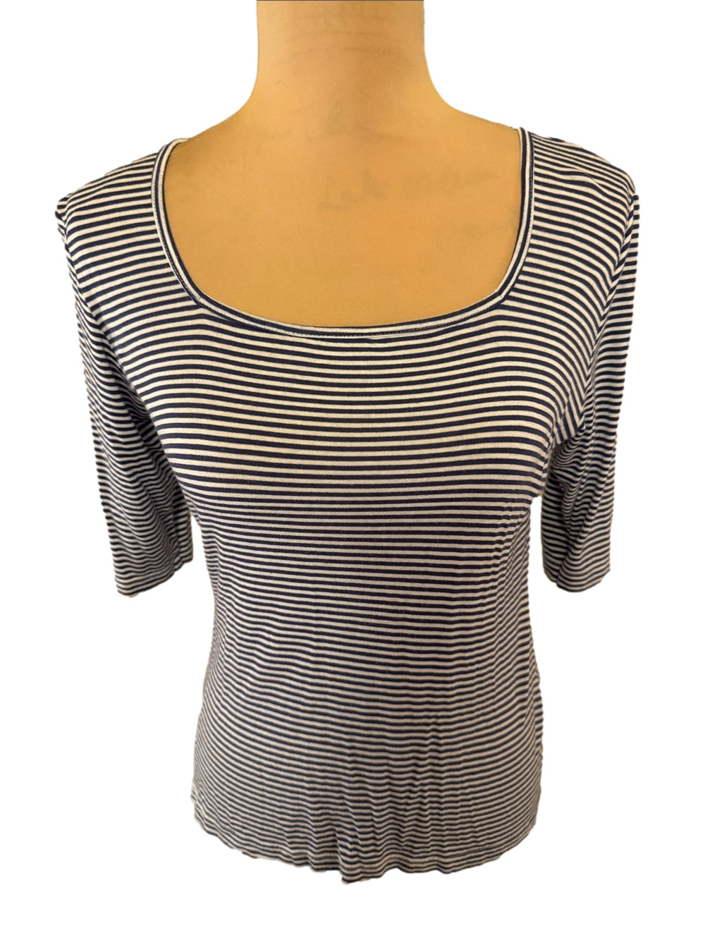 Striped Navy and White Scoop Neck Women's Tee